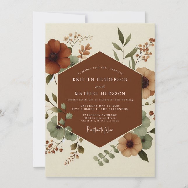 Copper Sage Autumn Wedding Invitation (Front)