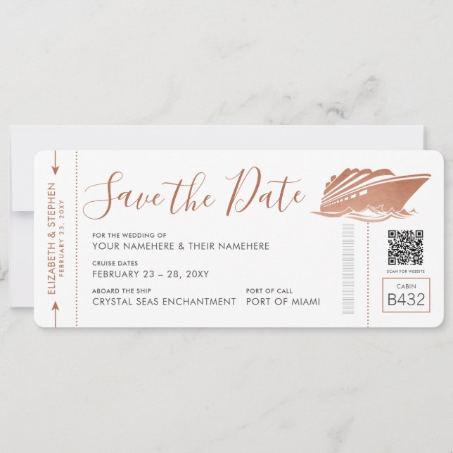 Copper Save the Date for Cruise Wedding (Front)