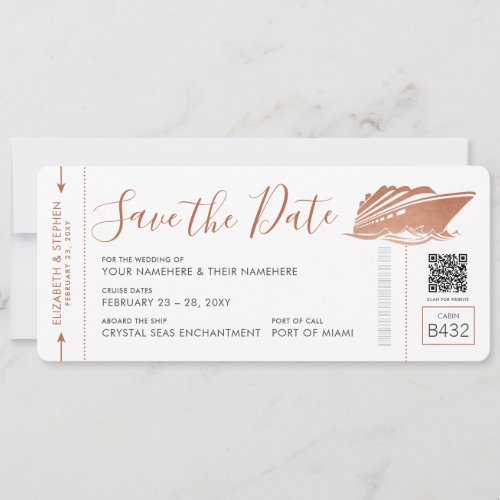 Copper Save the Date for Cruise Wedding