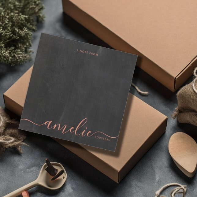 Copper Script Calligraphy Monogram Chalkboard Note Card (Creator Uploaded)