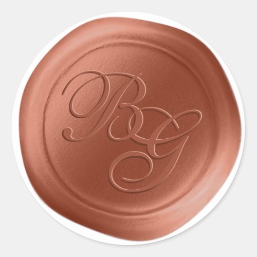 Copper Script Double Monogram Wax Seal Stickers