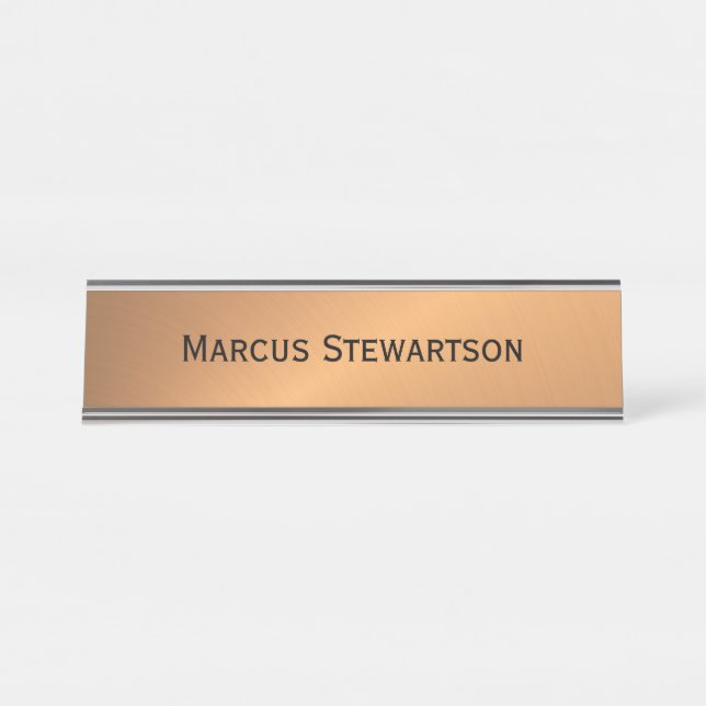 Copper Shine Angle Desk Name Plate (Front)