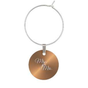 Copper Shine Mr and Mrs Wine Charm