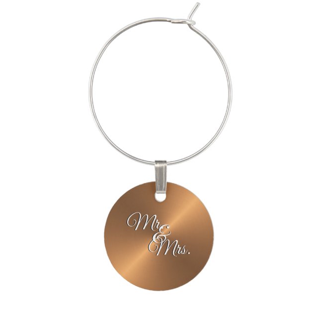 Copper Shine Mr and Mrs Wine Charm (Front)