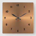 Copper Shine Square Wall Clock at Zazzle