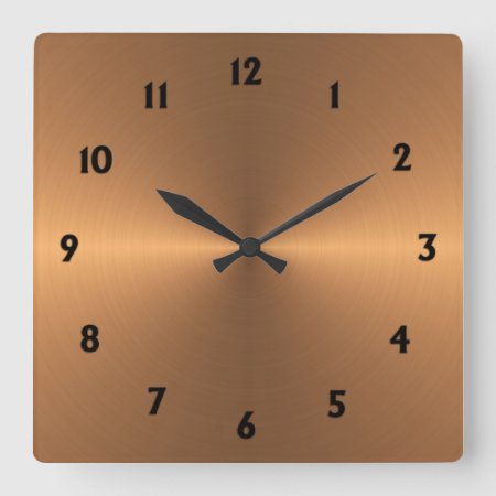 Copper Shine Square Wall Clock