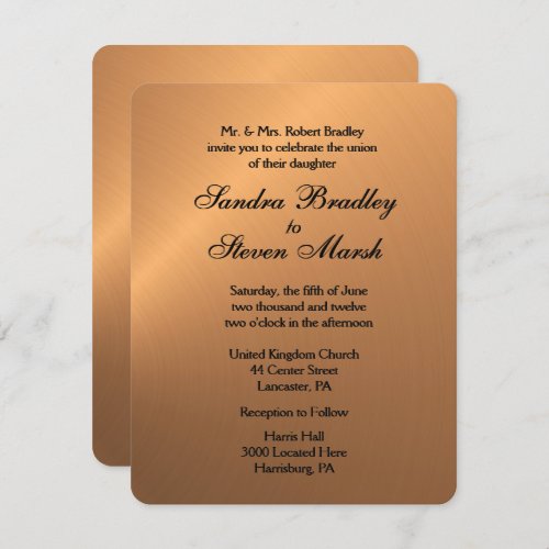 Copper Shine Wedding Invitation