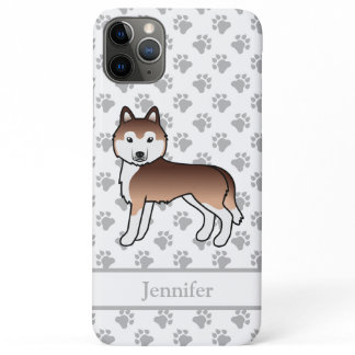 Copper Siberian Husky Cartoon Dog &amp; Name iPhone 11 Pro Max Case