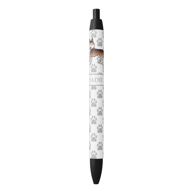 Copper Siberian Husky Cartoon Dog & Name Pen (Front Vertical)