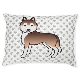 Copper Siberian Husky Cartoon Dog &amp; Paws Pet Bed