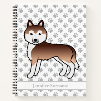 Copper Siberian Husky Cartoon Dog &amp; Text Notebook