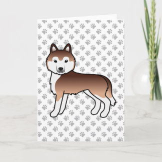 Copper Siberian Husky Cute Cartoon Dog Card