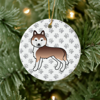 Copper Siberian Husky Cute Cartoon Dog Ceramic Ornament