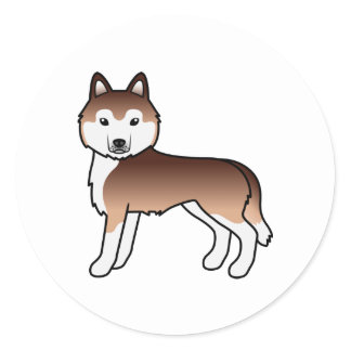 Copper Siberian Husky Cute Cartoon Dog Classic Round Sticker