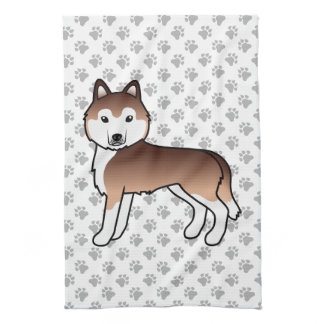 Copper Siberian Husky Cute Cartoon Dog Kitchen Towel