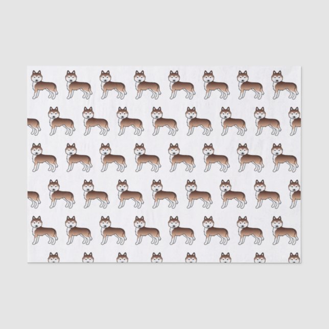 Copper Siberian Husky Cute Dog Pattern Tissue Paper (Front)