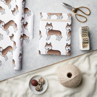 Copper Siberian Husky Cute Dog Pattern Wrapping Paper