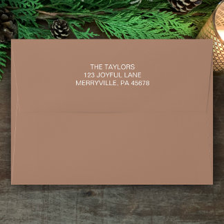 Copper Simple Modern Boho Return Address Christmas Envelope