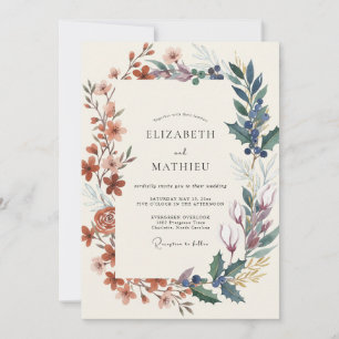 Copper Slate Berry Wedding Invitation