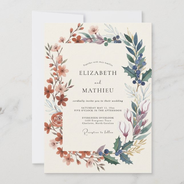 Copper Slate Berry Wedding Invitation (Front)