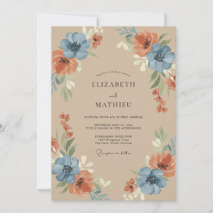 Copper Slate Poppy Wedding Invitation