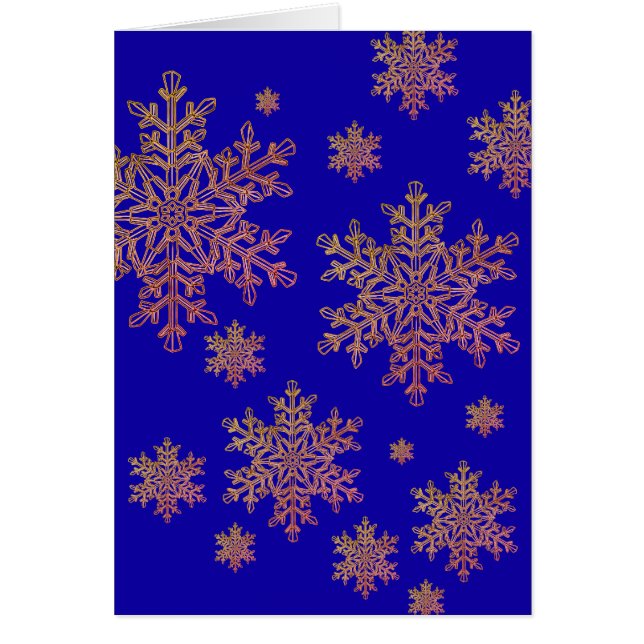 Copper Snowflake Overlay on Cobalt Blue Cards (Front)