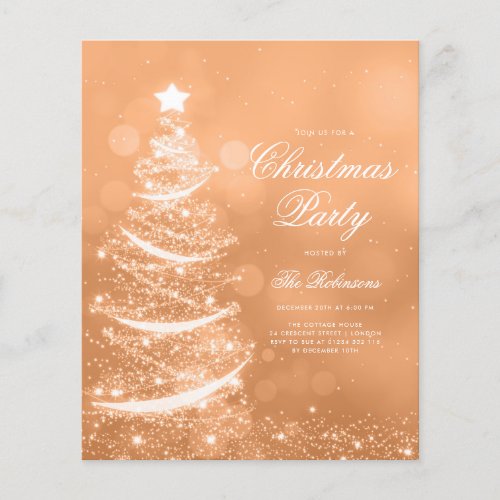 Copper Sparkling Xmas Tree Invite Program Menu Flyer