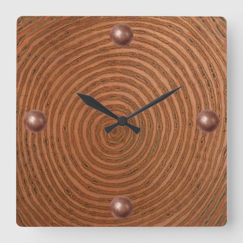 Copper Spiral Square Wall Clock