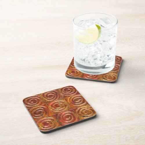 Copper Spiral Tiles Beverage Coaster