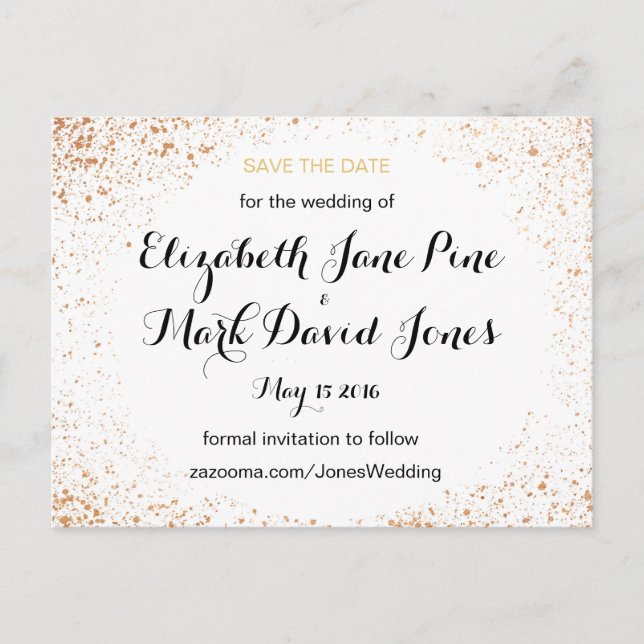Copper Spray Wedding Collection Save The Date Announcement Postcard (Front)