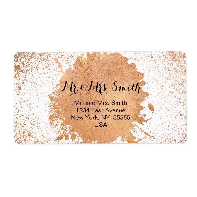 Copper Spray Wedding Collection Stationary Label (Front)