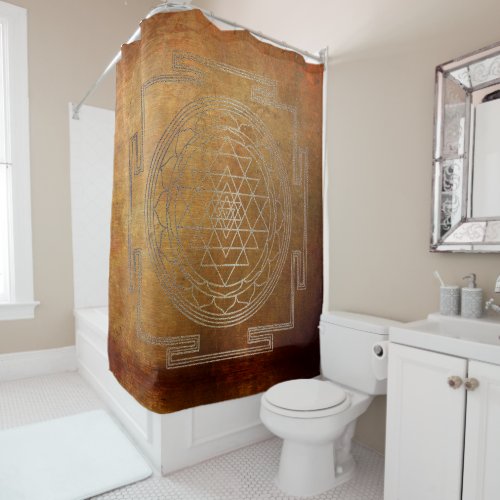 Copper Sri Yantra _ Shower Curtain