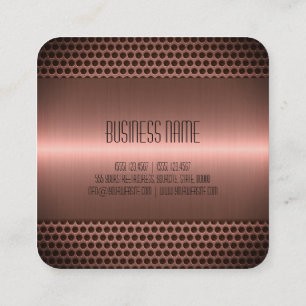 Copper Stainless Steel Metal Look Square Business Card