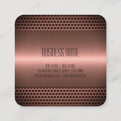Copper Stainless Steel Metal Look Square Business Card