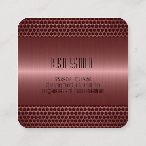 Copper Stainless Steel Metal Look Square Business Card