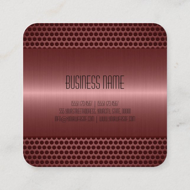 Copper Stainless Steel Metal Look Square Business Card (Back)