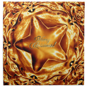 Copper Star Faux Gold Foil Text Merry Christmas Cloth Napkin