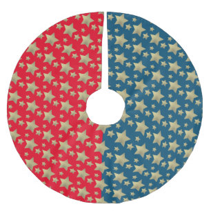 Copper Stars Fourth of July Patriotic Navy Pattern Brushed Polyester Tree Skirt