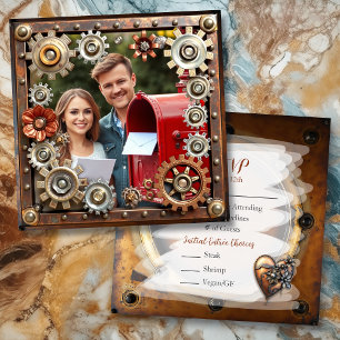Copper Steampunk Personalized Wedding RSVP Save The Date