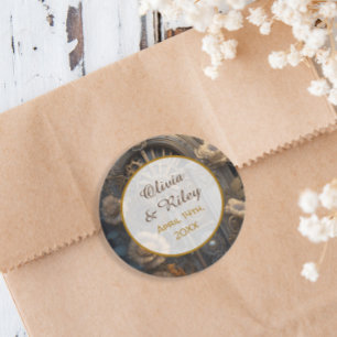 Copper Steampunk Unique Wedding Classic Round Sticker