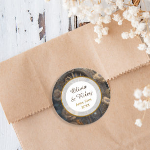 Copper Steampunk Unique Wedding Classic Round Sticker