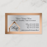 Copper Steel House Building With Monogram Business Card at Zazzle