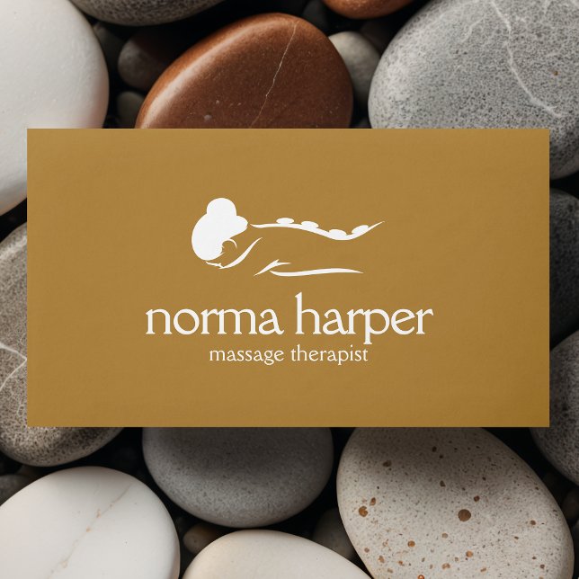 COPPER  Stone Massage Therapy Wellness Day Spa Business Card (Creator Uploaded)