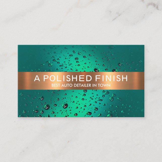 Copper Stripe On Water Drop Auto Car Business Card (Front)