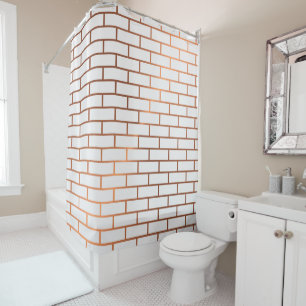 Copper Subway Tile Pattern Shower Curtain
