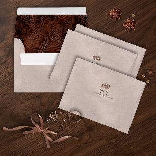 Copper Sunset Palm Leaf Pattern Blush ID1323 Envelope