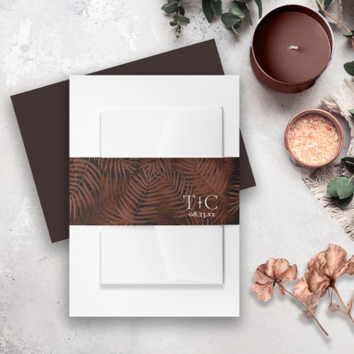 Copper Sunset Palm Leaf Pattern ID1323 Invitation Belly Band