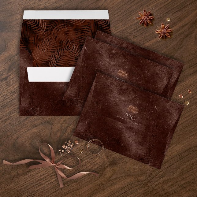 Copper Sunset Palm Leaf Pattern Suede ID1323 Envelope (Creator Uploaded)