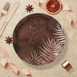 Copper Sunset Palm Leaves ID1323 Paper Plates