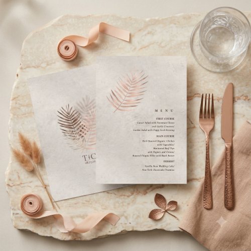 Copper Sunset Palm Leaves on Stone Menu ID1323